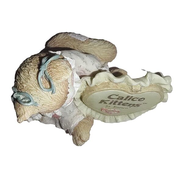 Enesco Calico Kittens Love Heart Signage Plaque 1992 #699179 Ruffle Cat Figurine - Picture 6 of 9
